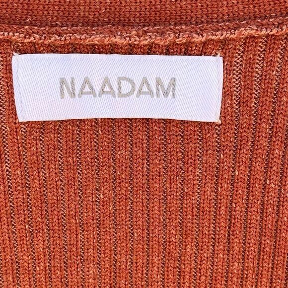 NAADAM RUST RIBBED COTTON/CASHMERE BLEND TWIST FRONT TOP. Size Small. NWOT - Picture 4 of 4